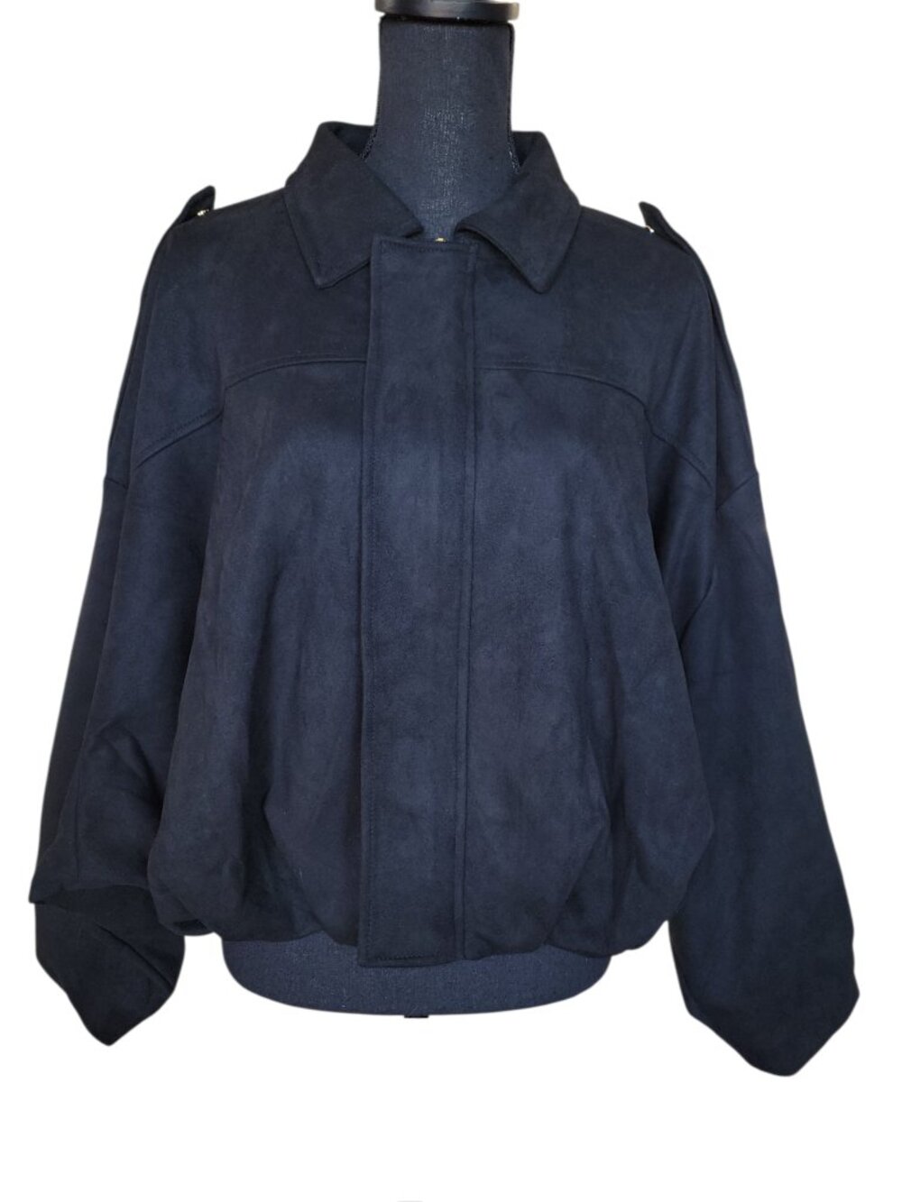 Women's NWOT Black Faux Suede Bomber Jacket Size M